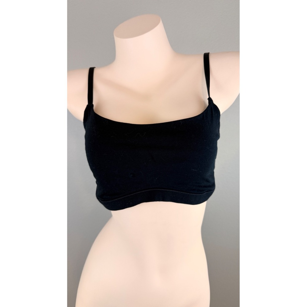 Quince Organic Cotton Spandex Bralette x2 Black XL Adjustable Straps (2)